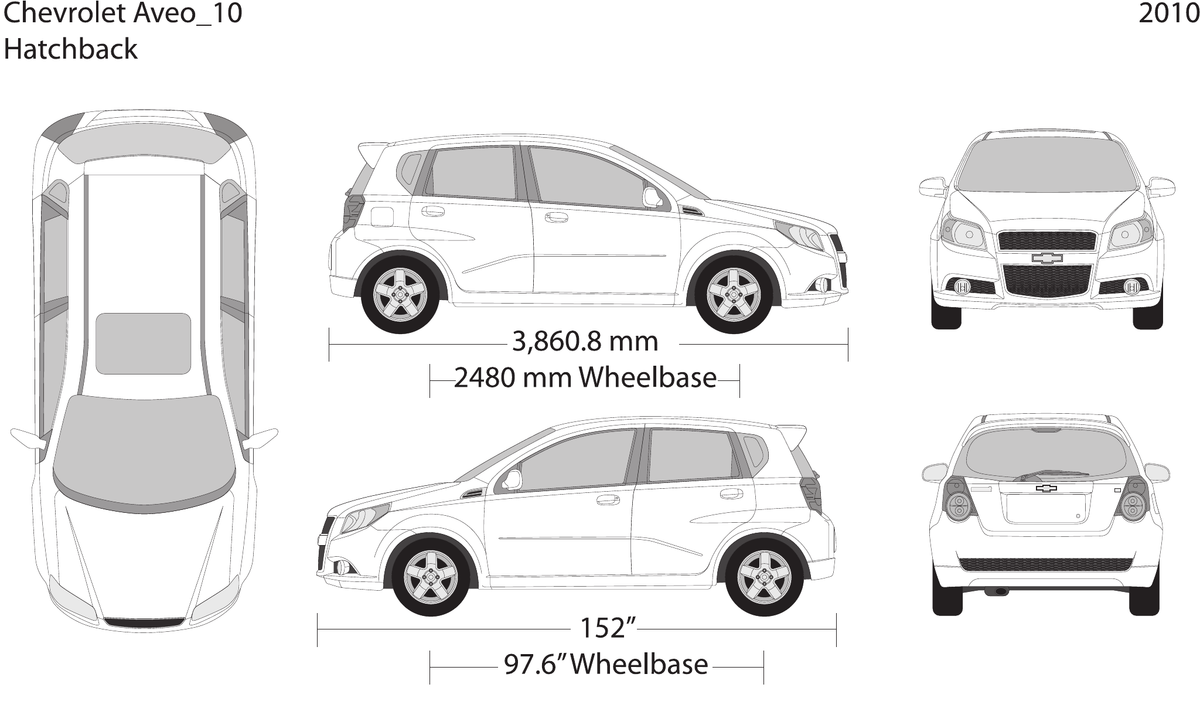 2010 Chevy Aveo Hatchback Vector Wrap Template - GravBase