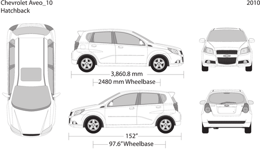 2010 Chevy Aveo Hatchback Vector Wrap Template - GravBase