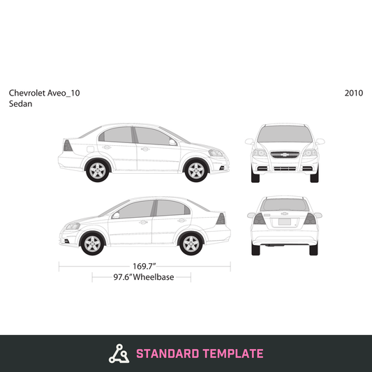2010 Chevy Aveo Sedan vector wrap template, Design-Ready PDF - GravBase