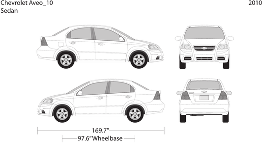 2010 Chevy Aveo Sedan vector wrap template, Design-Ready PDF - GravBase