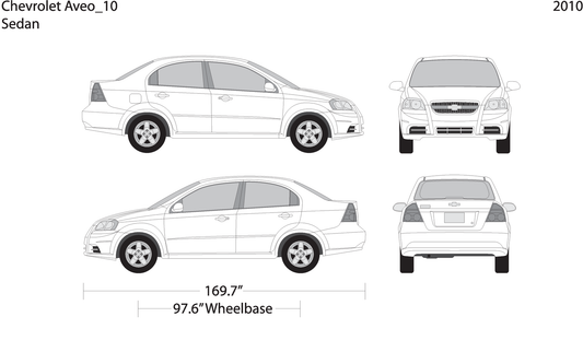 2010 Chevy Aveo Sedan V10 Vehicle Wrap Template