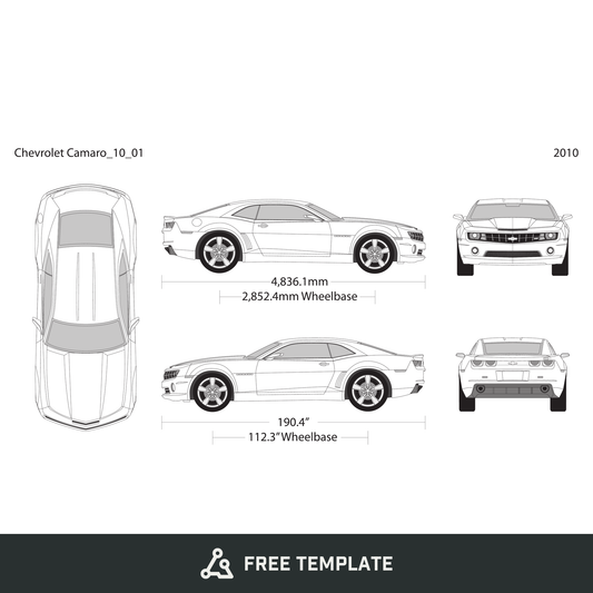 2010 Chevy Camaro free vector vehicle wrap template - GravBase