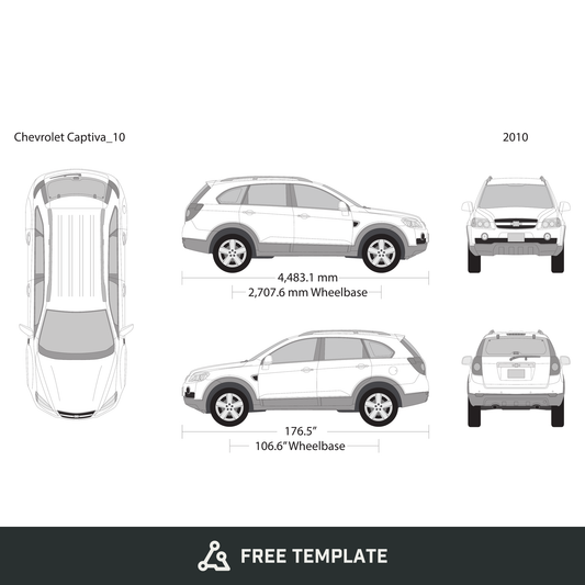 2010 Chevy Captiva free vector vehicle wrap template - GravBase