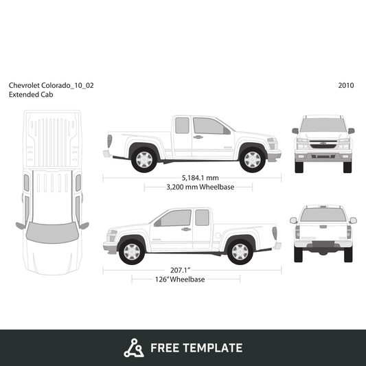 2010 Chevy Colorado free vector vehicle wrap template - GravBase