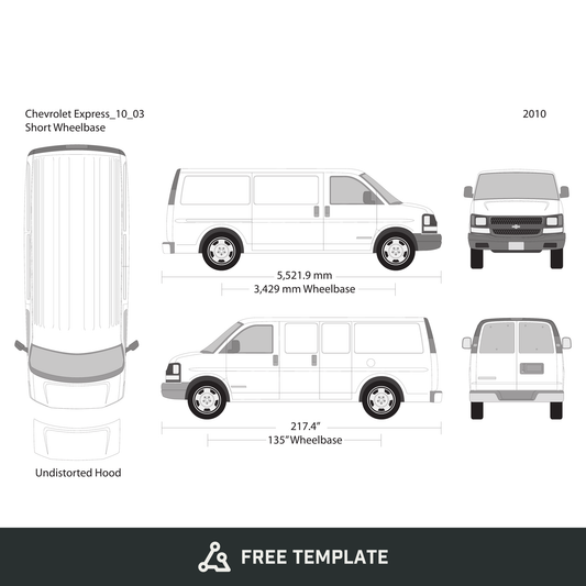 2010 Chevy Express free vector vehicle wrap template - GravBase