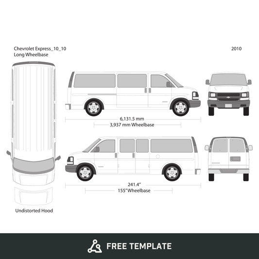 2010 Chevy Express free vector vehicle wrap template - GravBase