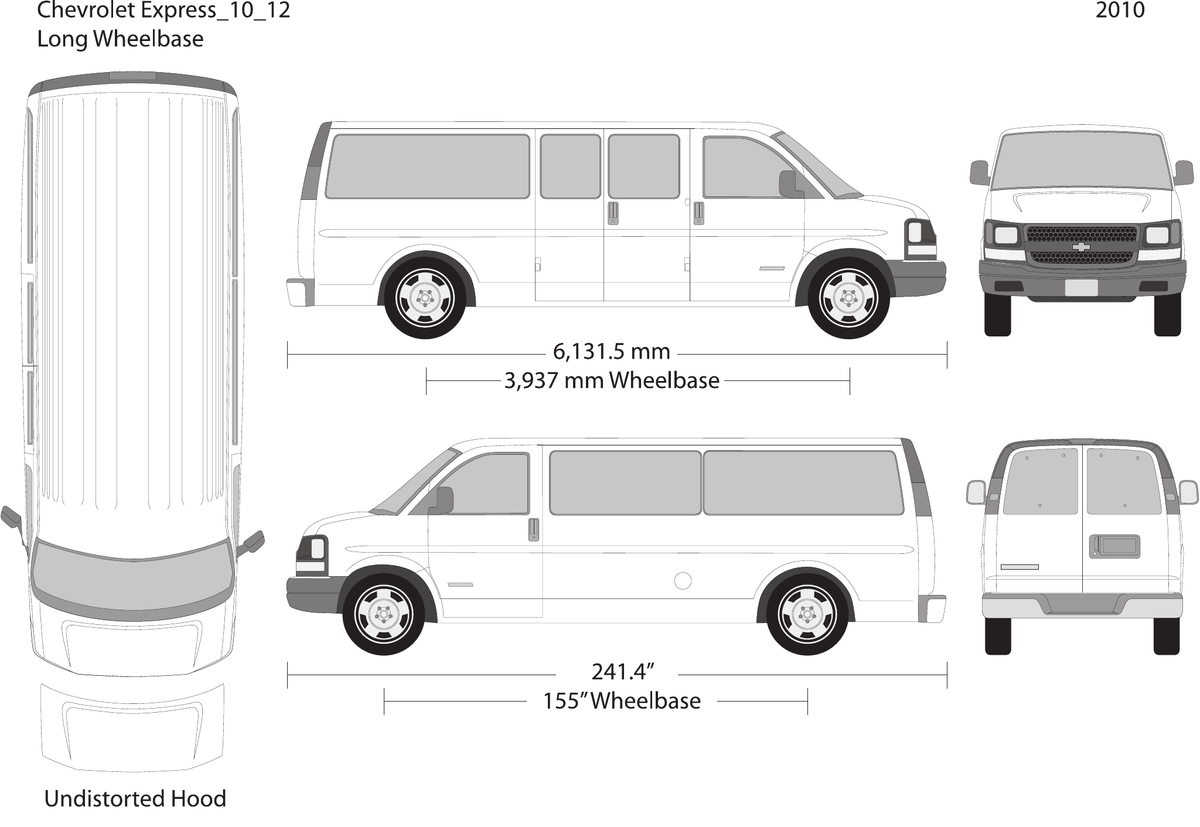2010 Chevy Express vector wrap template V12, Design-Ready PDF - GravBase