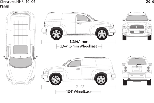 2010 Chevy HHR vector wrap template V02, Design-Ready PDF - GravBase