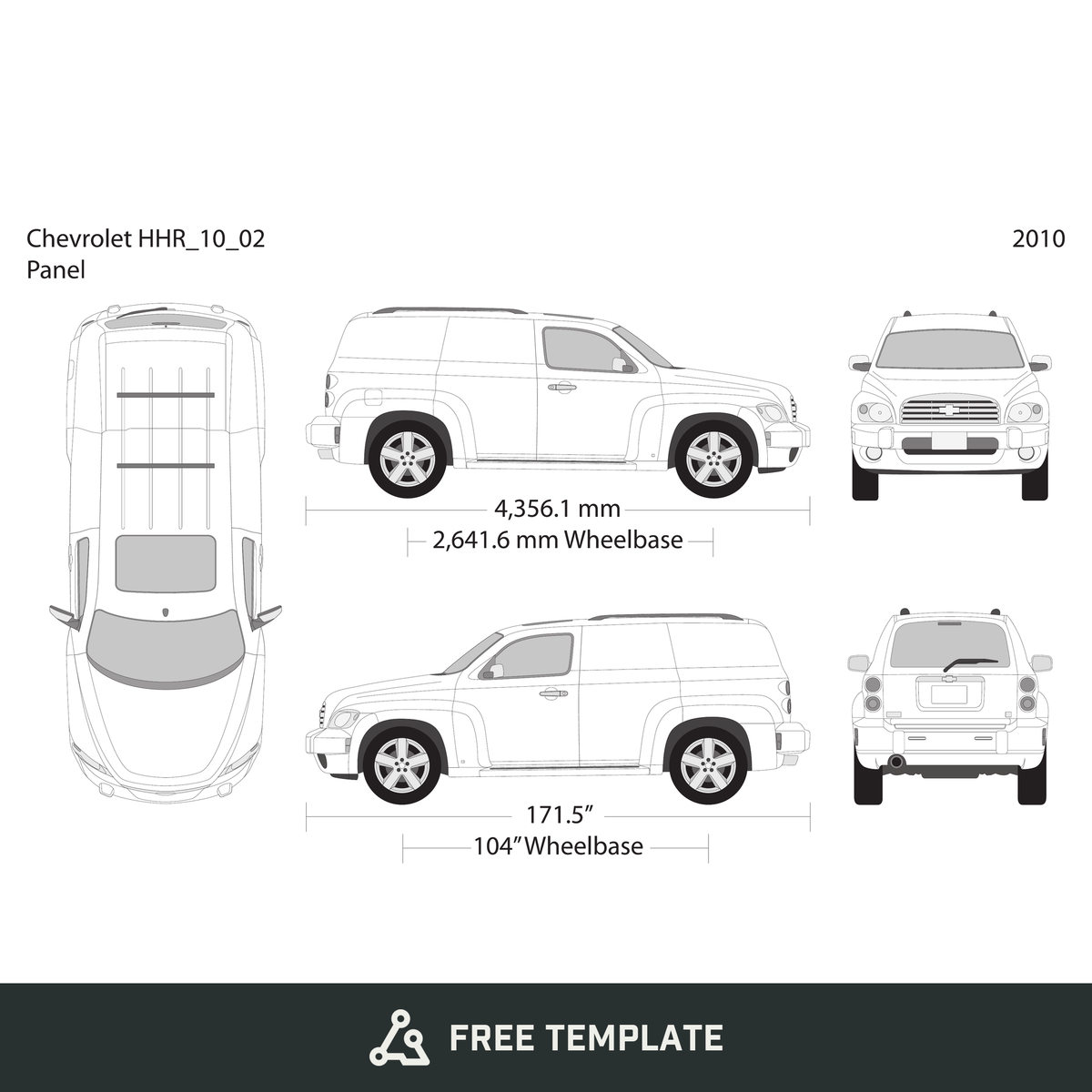 2010 Chevy HHR free vector vehicle wrap template - GravBase