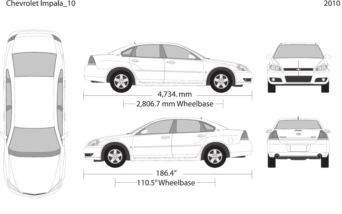 2010 Chevy Impala vector wrap template, Design-Ready PDF - GravBase