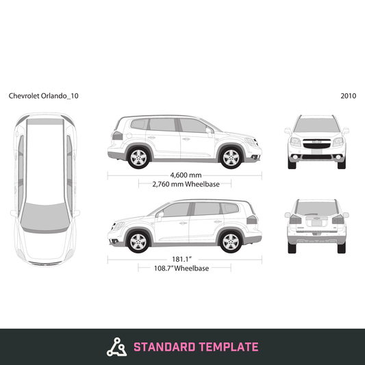 2010 Chevy Orlando vector wrap template, Design-Ready PDF - GravBase