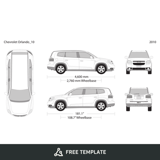 2010 Chevy Orlando free vector vehicle wrap template - GravBase