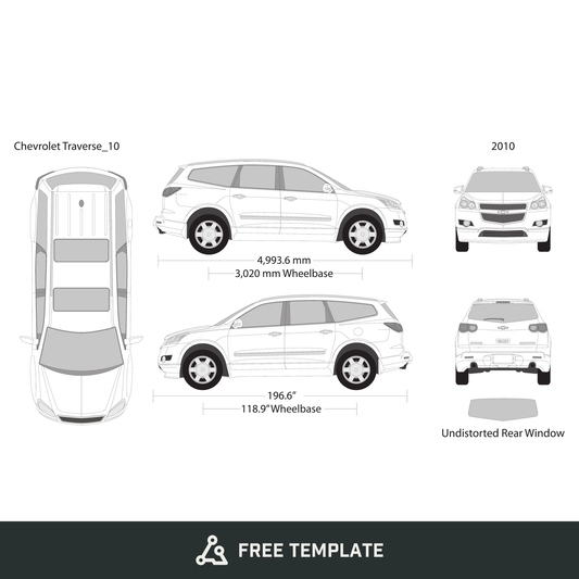 2010 Chevy Traverse free vector vehicle wrap template - GravBase