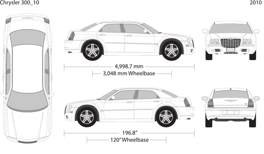 2010 Chrysler 300 vector wrap template, Design-Ready PDF - GravBase
