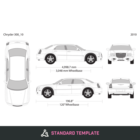 2010 Chrysler 300 vector wrap template, Design-Ready PDF - GravBase
