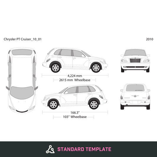 2010 Chrysler PT Cruiser vector wrap template, Design-Ready PDF - GravBase