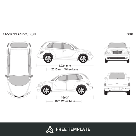 2010 Chrysler PT Cruiser free vector vehicle wrap template - GravBase