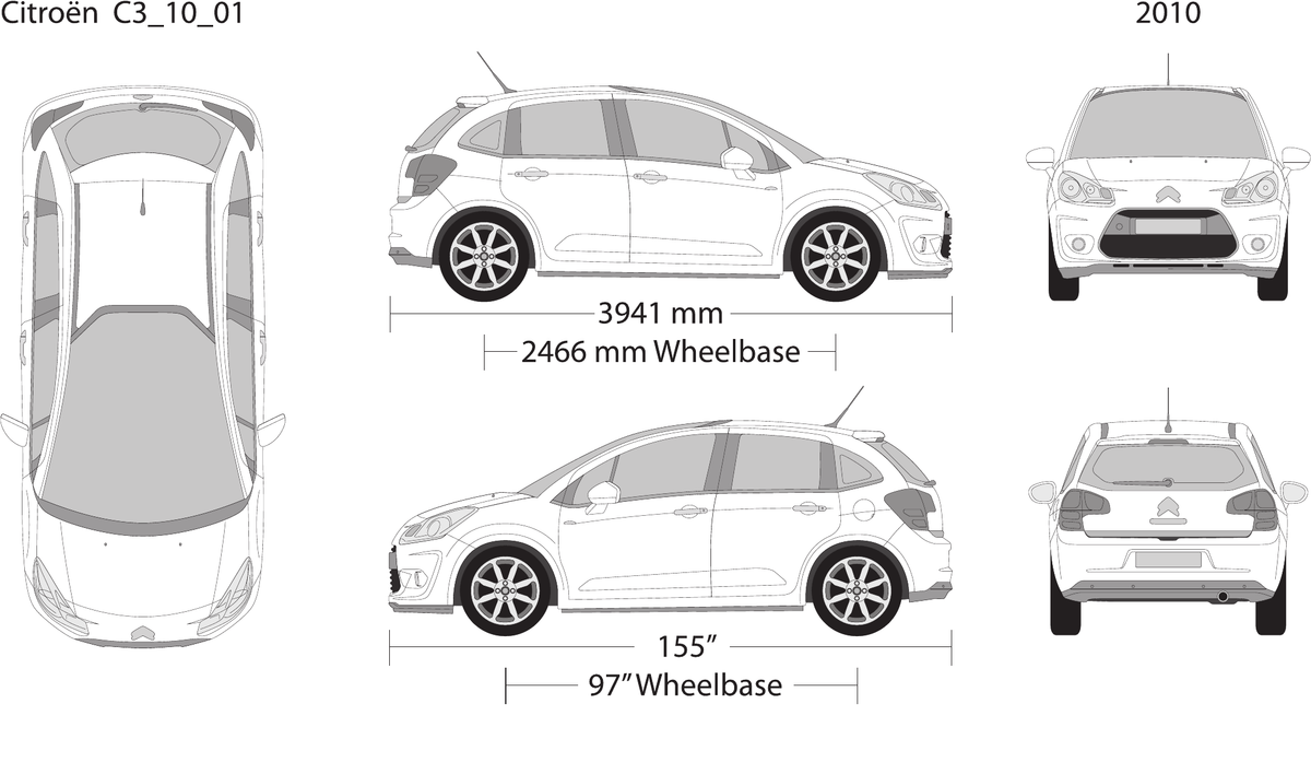 2010 Citroen C3 vector wrap template, Design-Ready PDF - GravBase