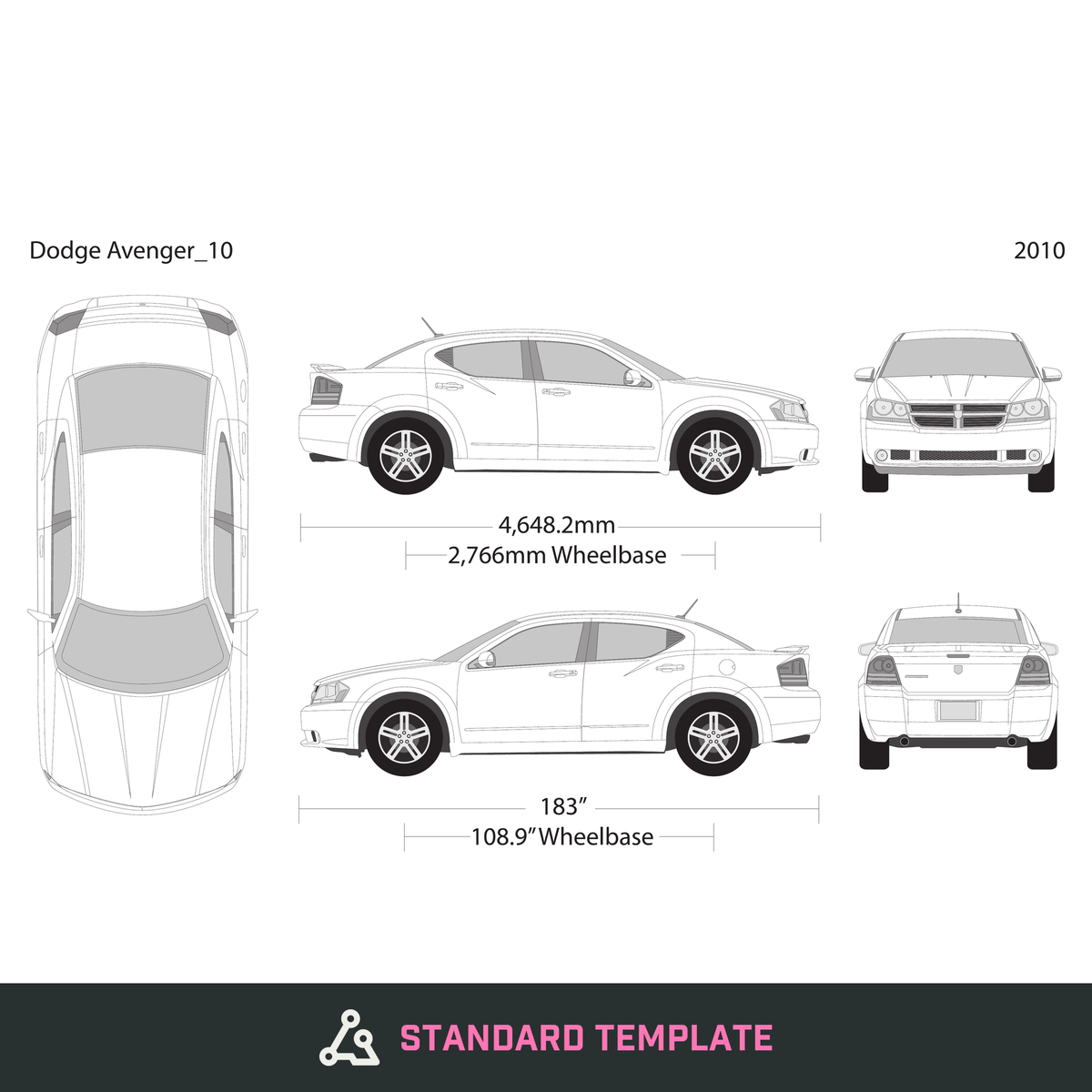 2010 Dodge Avenger vector wrap template, Design-Ready PDF - GravBase
