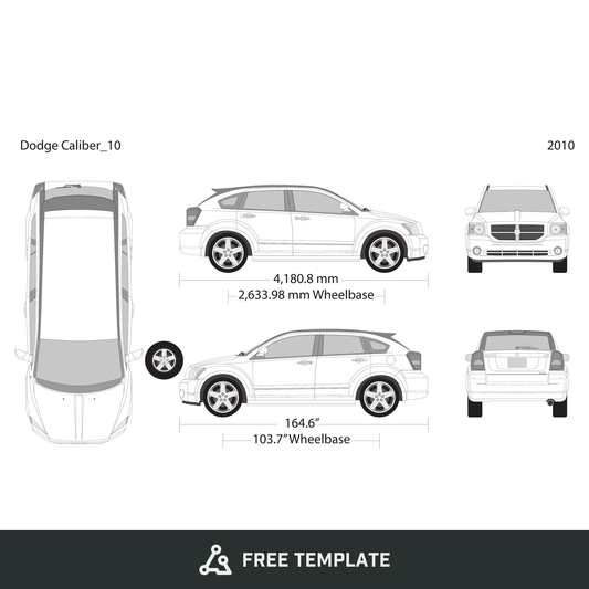 2010 Dodge Caliber free vector vehicle wrap template - GravBase