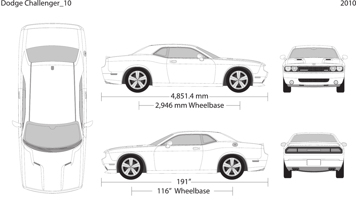2010 Dodge Challenger vector wrap template, Design-Ready PDF - GravBase