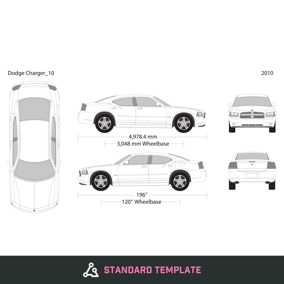 2010 Dodge Charger vector wrap template, Design-Ready PDF - GravBase