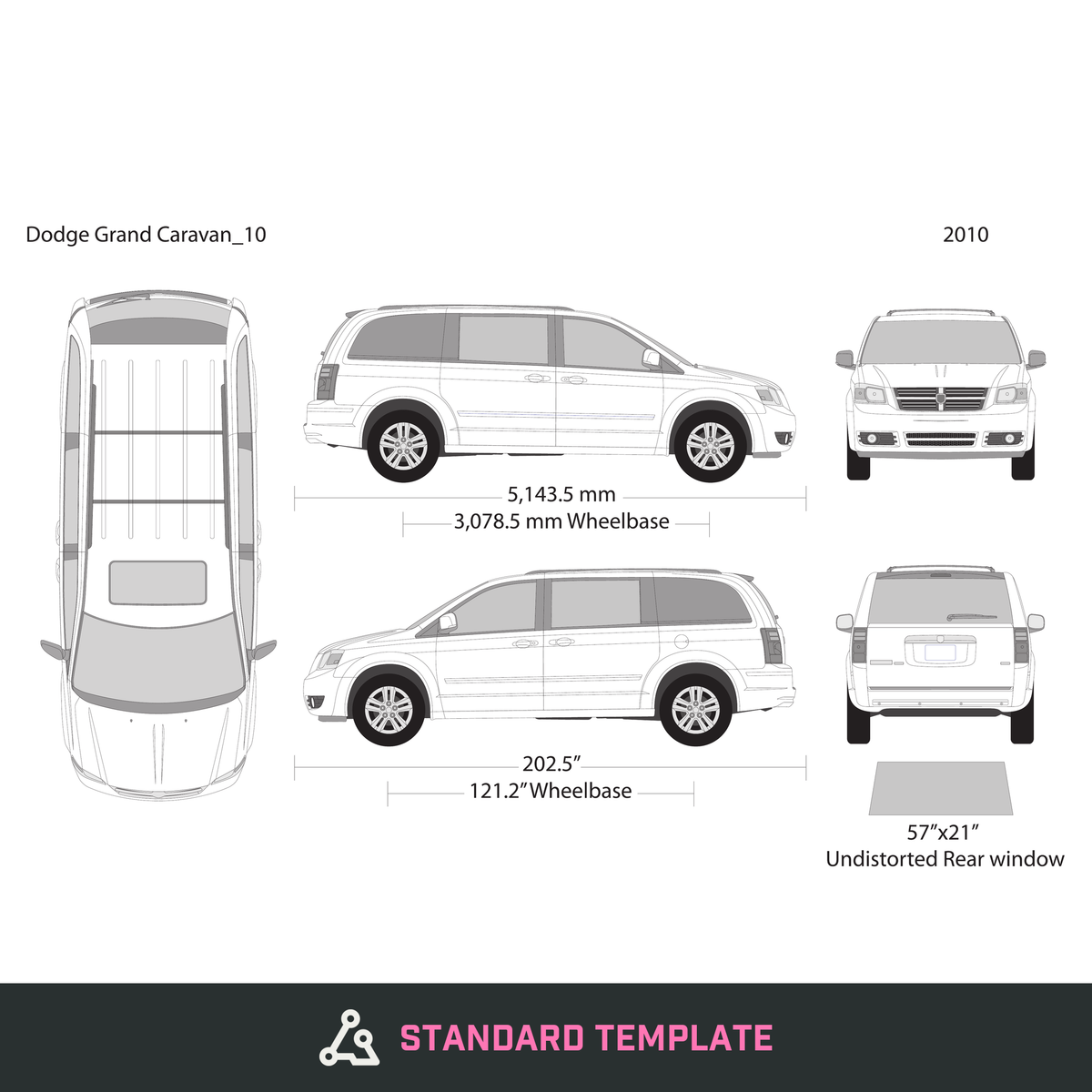 2010 Dodge Grand Caravan vector wrap template, Design-Ready PDF - GravBase