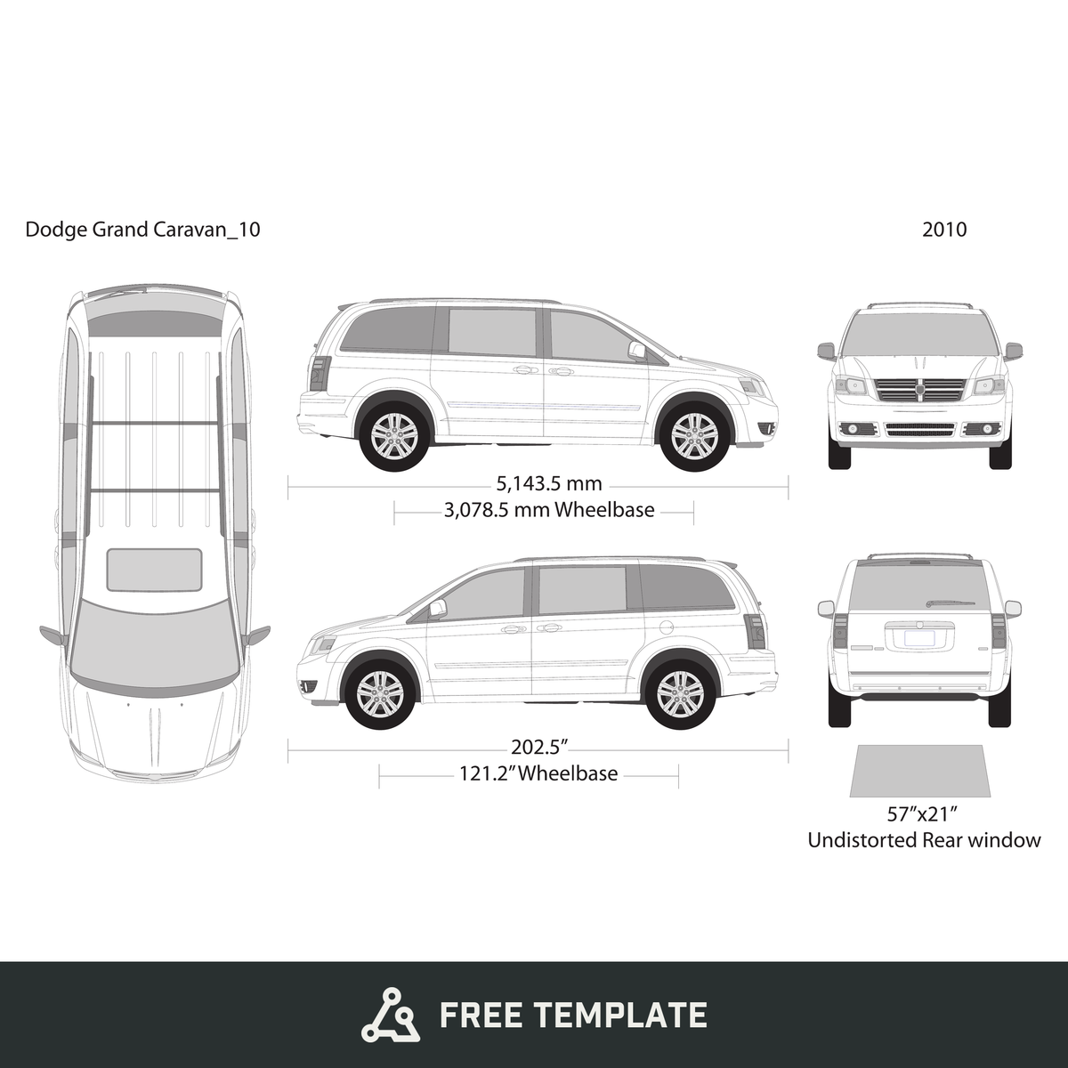 2010 Dodge Grand Caravan free vector vehicle wrap template - GravBase
