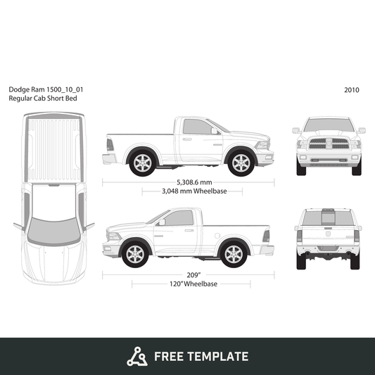 2010 Dodge Ram 1500 free vector vehicle wrap template - GravBase