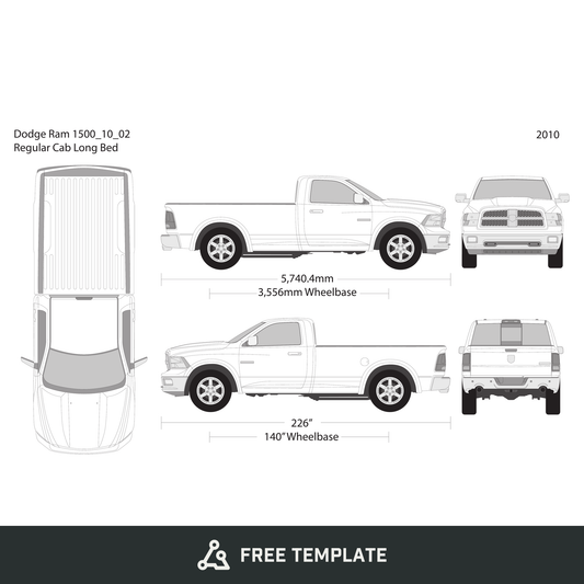 2010 Dodge Ram 1500 free vector vehicle wrap template - GravBase