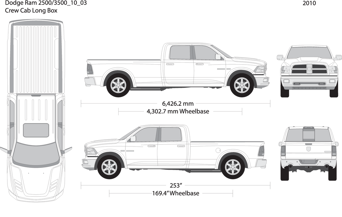 2010 Dodge Ram 2500 3500 V03 Vehicle Wrap Template