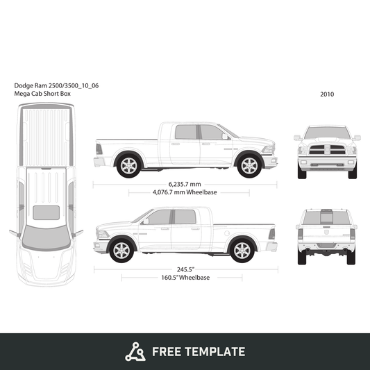 2010 Dodge Ram 2500_3500 free vector vehicle wrap template - GravBase