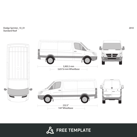 2010 Dodge Sprinter free vector vehicle wrap template - GravBase