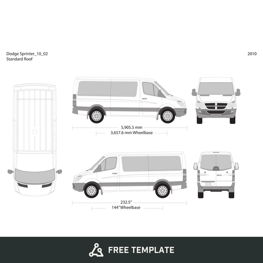 2010 Dodge Sprinter free vector vehicle wrap template - GravBase