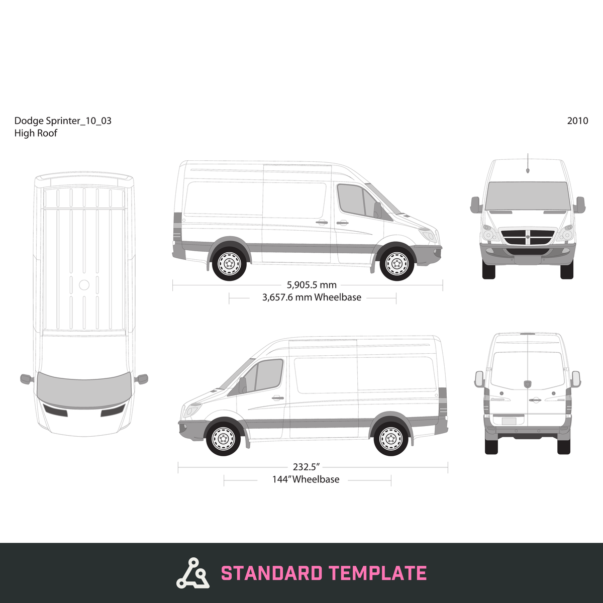 2010 Dodge Sprinter vector wrap template V03, Design-Ready PDF - GravBase