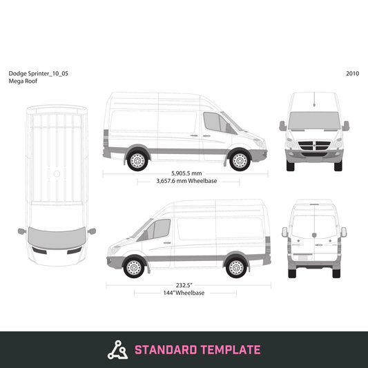 2010 Dodge Sprinter vector wrap template V05, Design-Ready PDF - GravBase