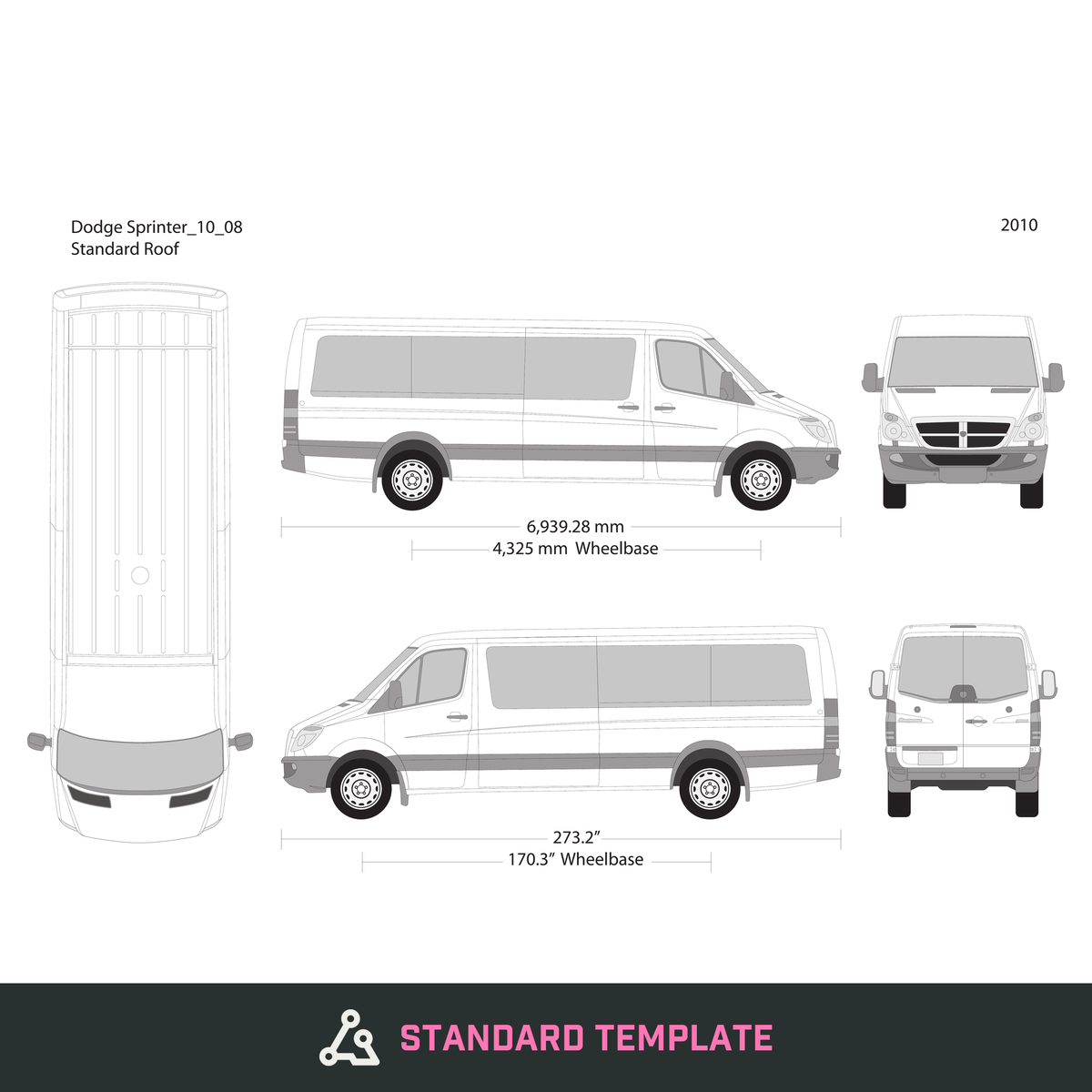 2010 Dodge Sprinter vector wrap template V08, Design-Ready PDF - GravBase