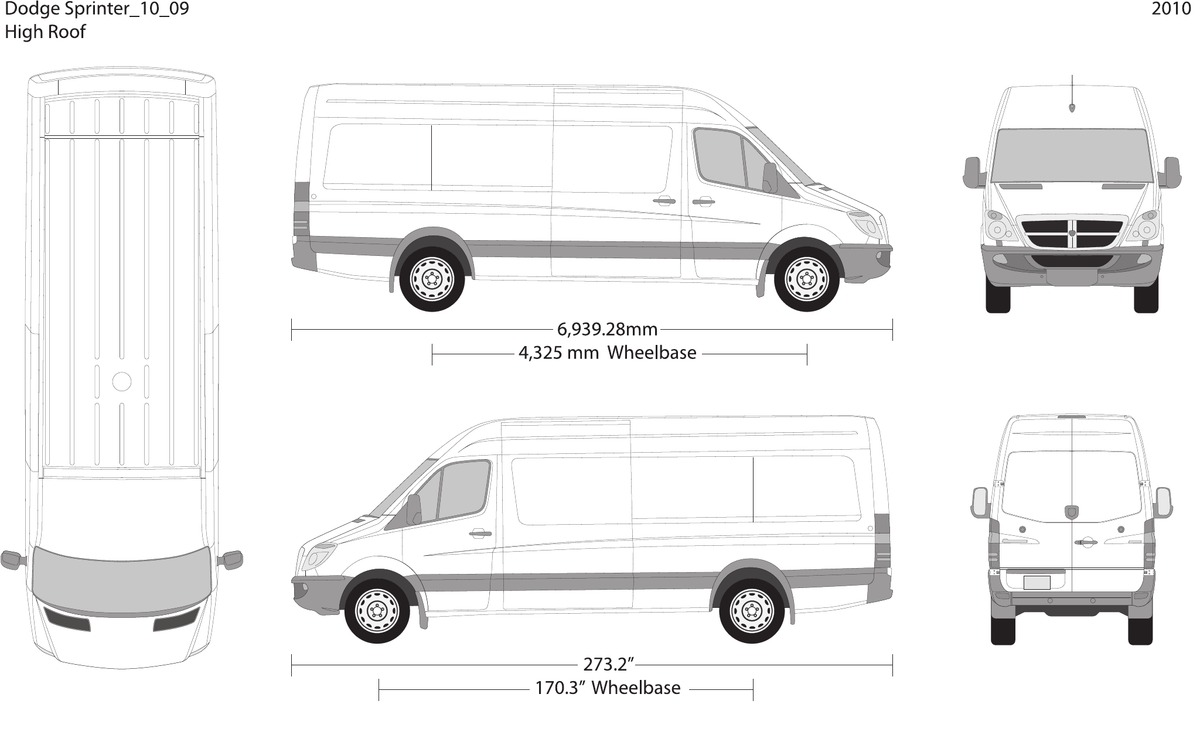 2010 Dodge Sprinter vector wrap template V09, Design-Ready PDF - GravBase