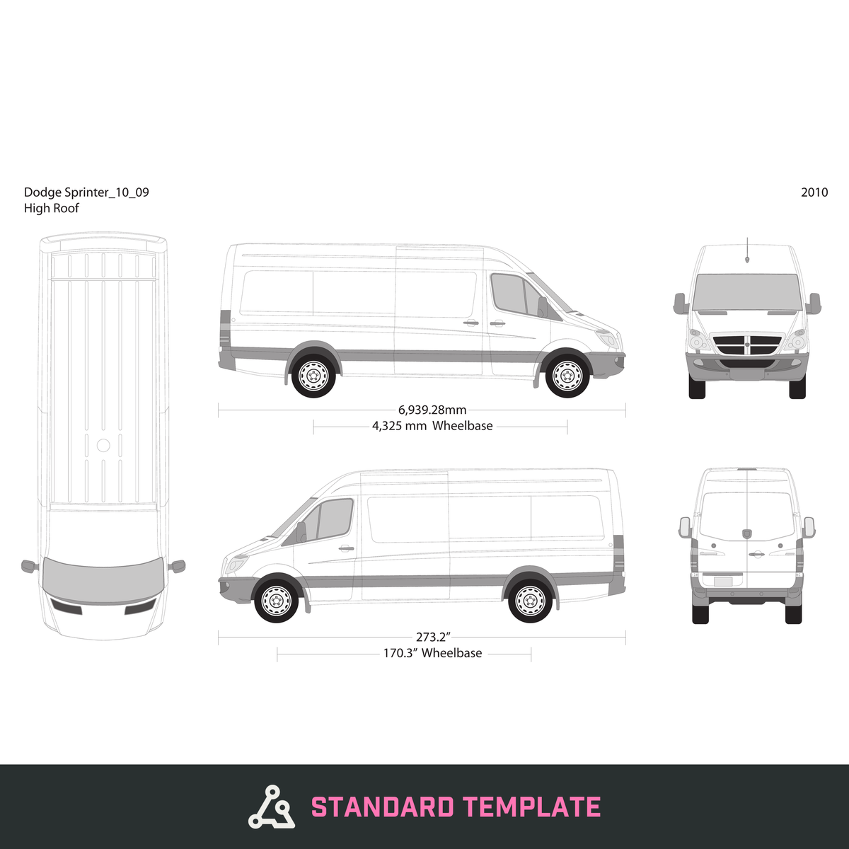 2010 Dodge Sprinter vector wrap template V09, Design-Ready PDF - GravBase