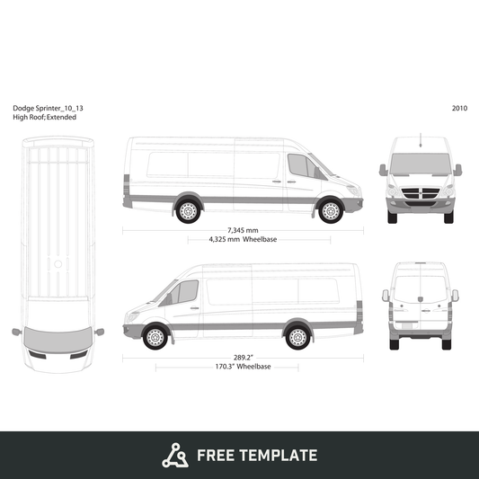 2010 Dodge Sprinter free vector vehicle wrap template - GravBase