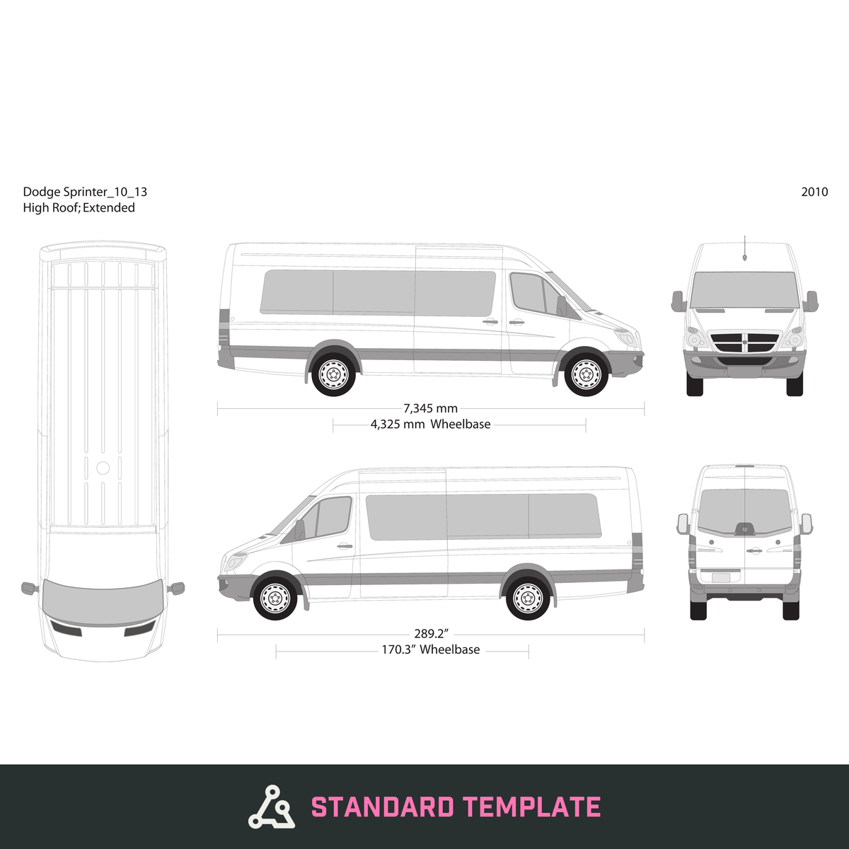 2010 Dodge Sprinter vector wrap template V14, Design-Ready PDF - GravBase