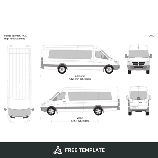 2010 Dodge Sprinter free vector vehicle wrap template - GravBase