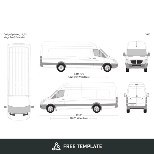 2010 Dodge Sprinter free vector vehicle wrap template - GravBase