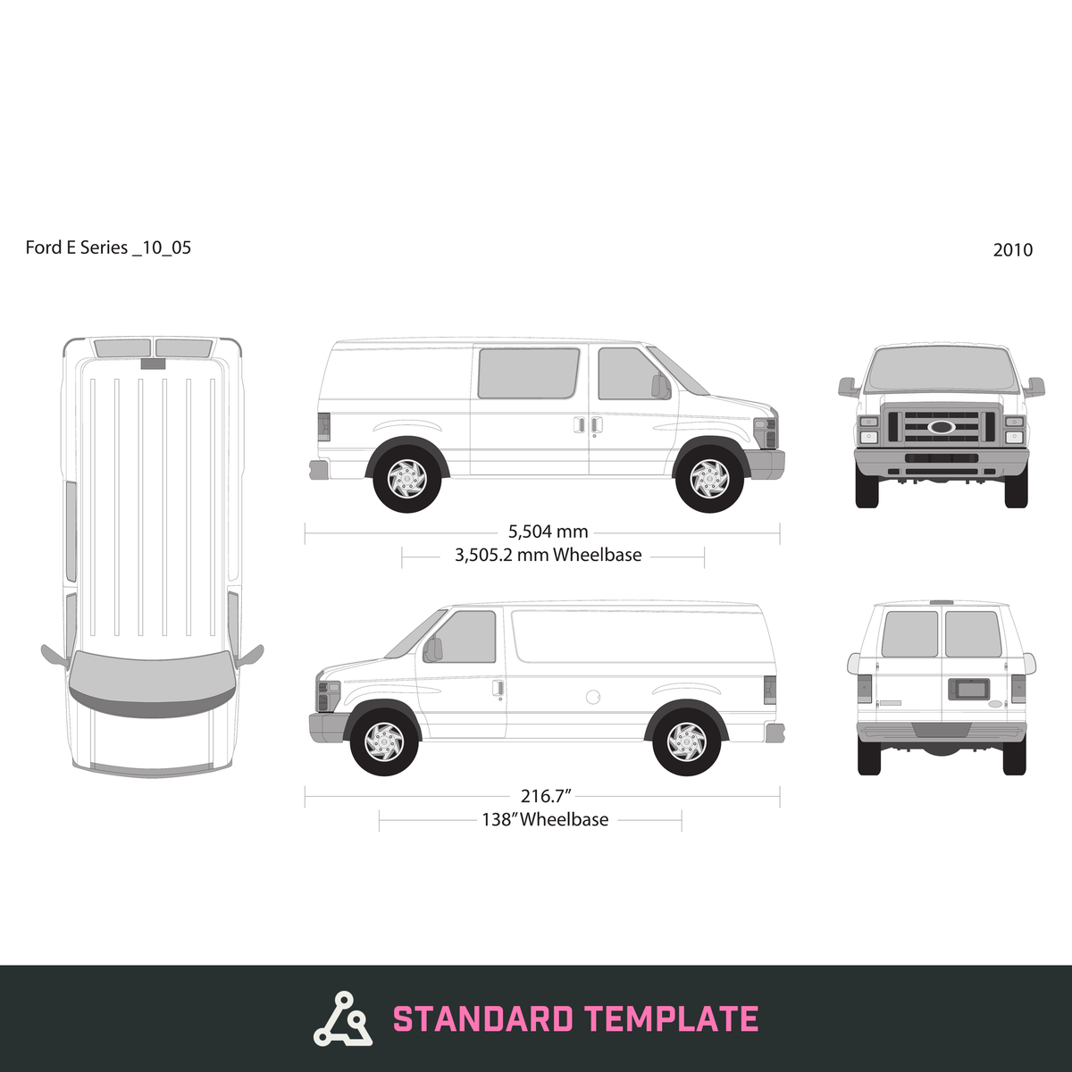 2010 Ford E Series vector wrap template V05, Design-Ready PDF - GravBase