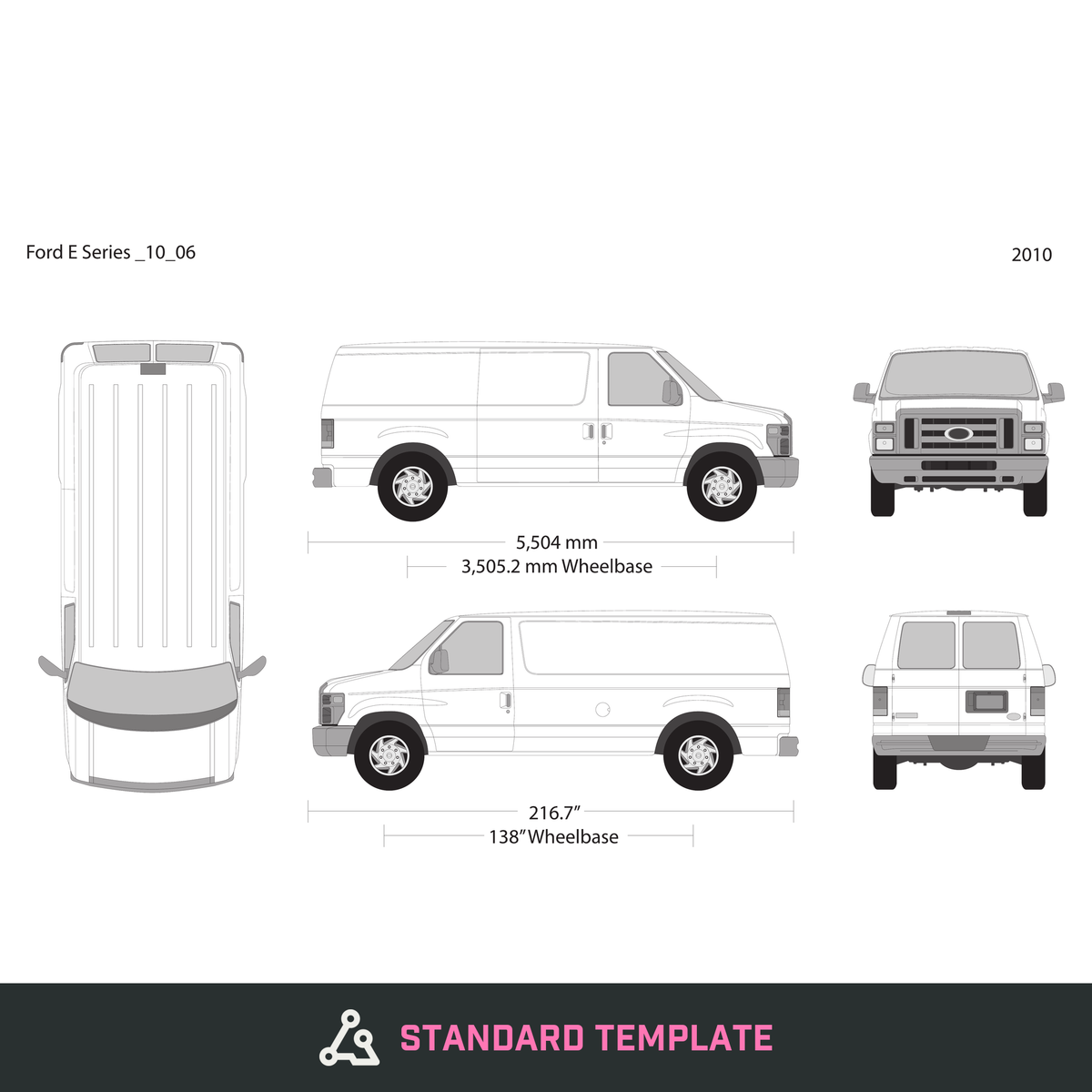 2010 Ford E Series vector wrap template V06, Design-Ready PDF - GravBase