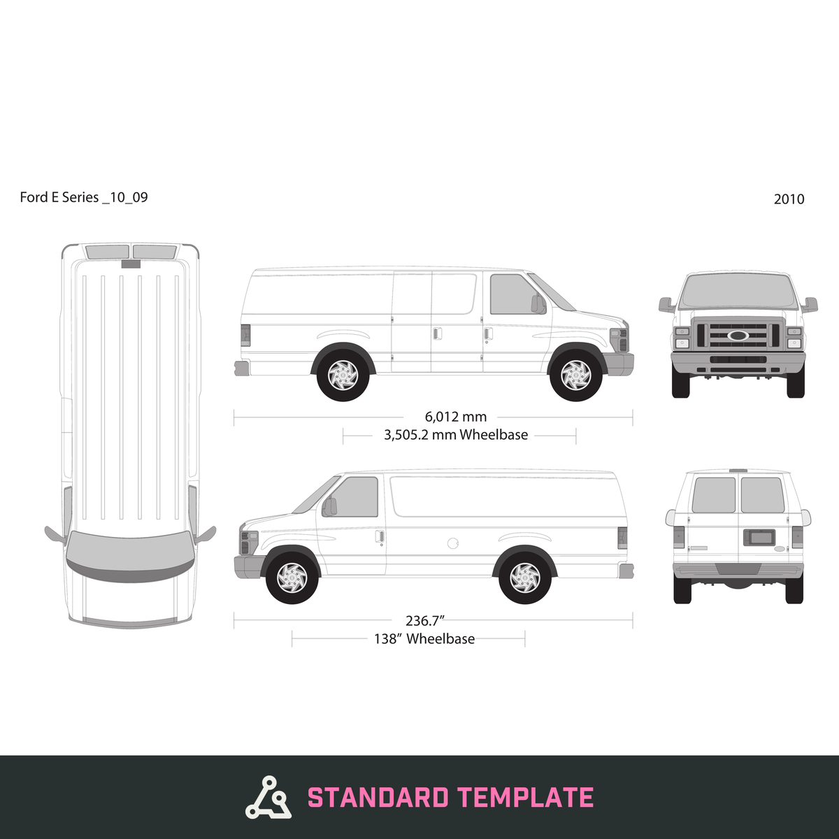 2010 Ford E Series vector wrap template V09, Design-Ready PDF - GravBase