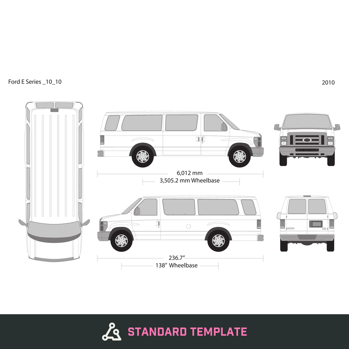 2010 Ford E Series vector wrap template V10, Design-Ready PDF - GravBase