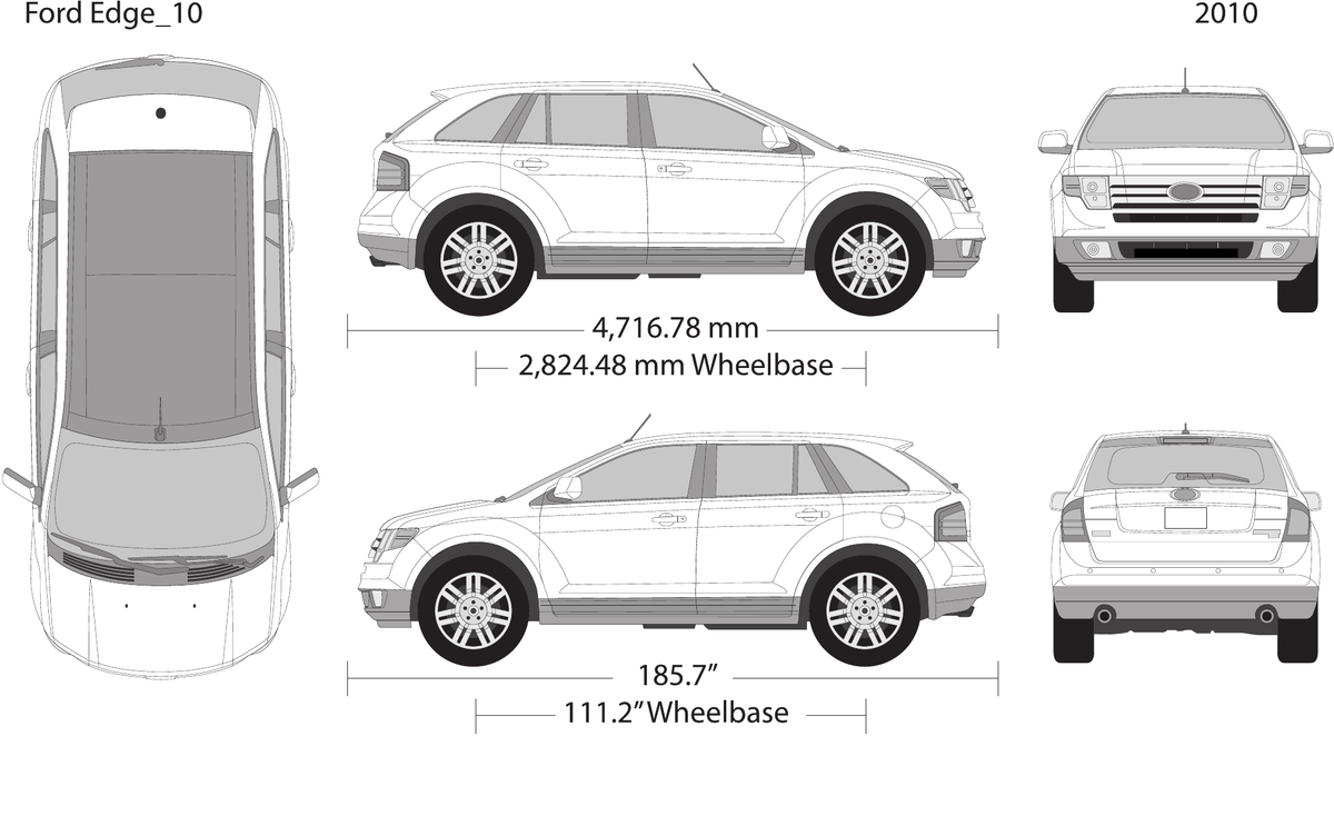2010 Ford Edge Vector Wrap Template - GravBase
