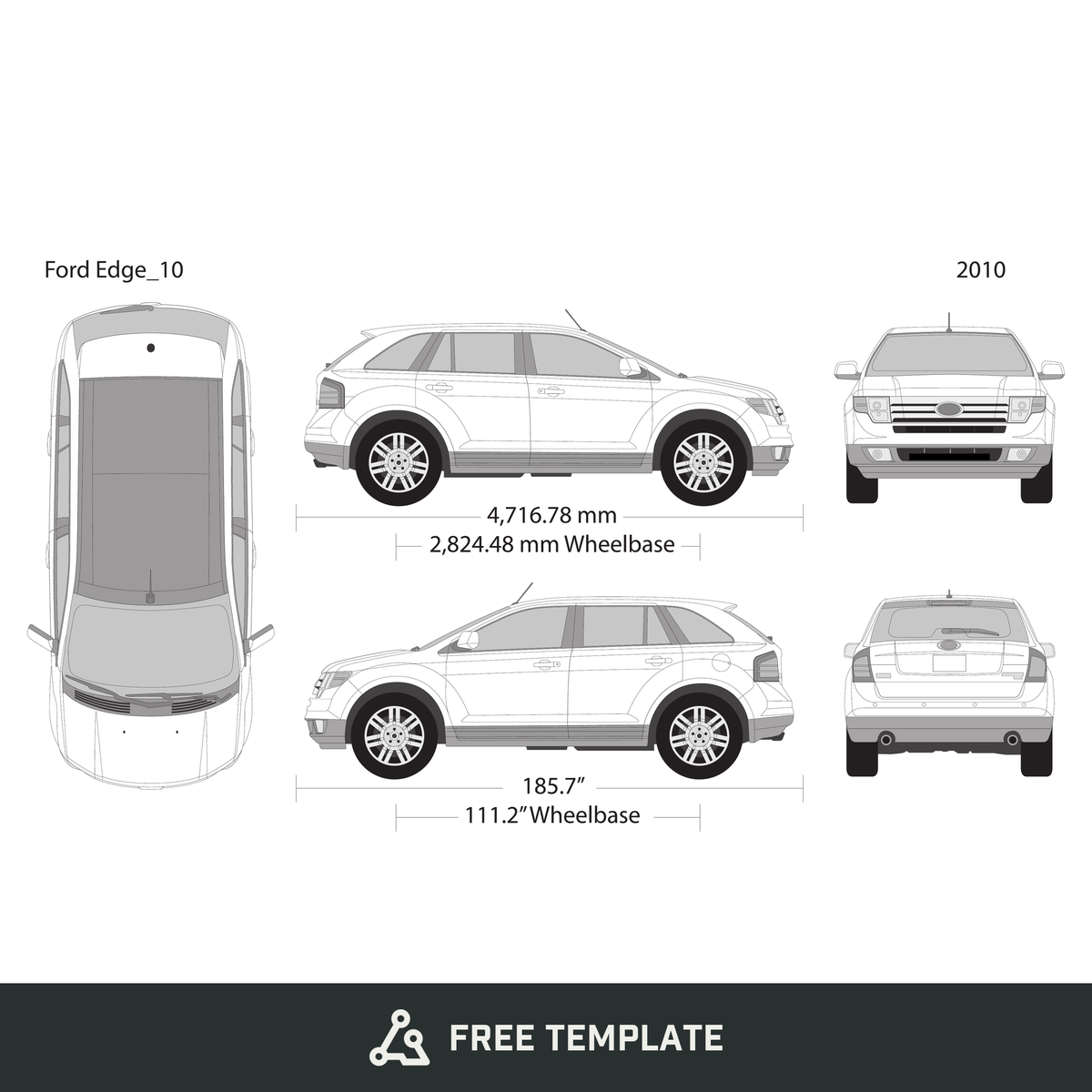 2010 Ford Edge free vector vehicle wrap template - GravBase