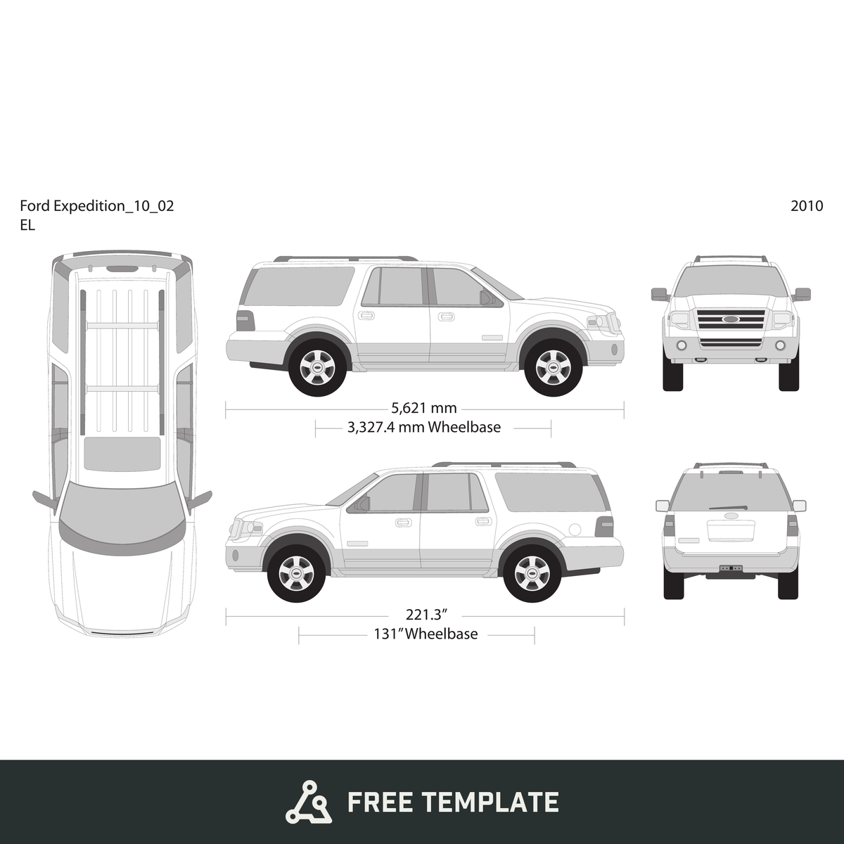 2010 Ford Expedition free vector vehicle wrap template - GravBase